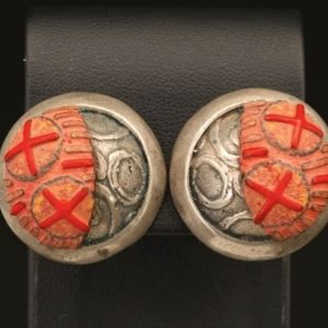 Ford Forlano Sterling Silver Button Earrings Handmade hugs kiss